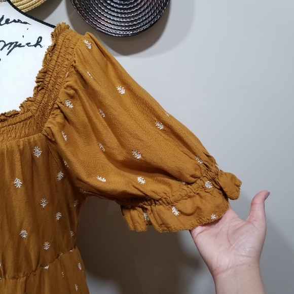 OLD NAVY Boho Off Shoulder Dress Color Ocher SIZE L TALL. - Picture 6 of 17